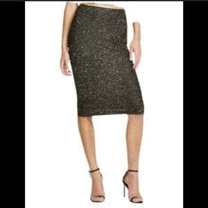 Alice + Olivia Olive/Black Sparkle Pencil Skirt (Size 2)